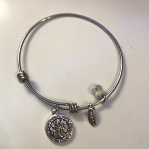 “Family of hearts one love” silver bangle